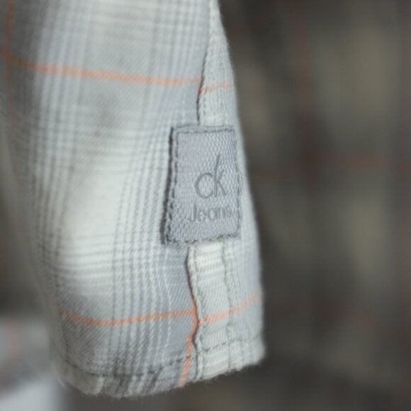 Calvin Klein Jeans plaid snap button down shirt 100% cotton XL - Picture 4 of 9